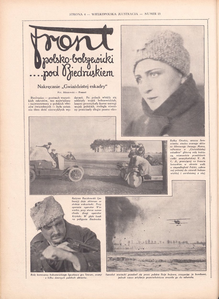 „Wielkopolska Jlustracja” z 1930 r. Zdjęcia z planu filmu „Gwiaździsta eskadra” /Wielkopolska Biblioteka Cyfrowa /