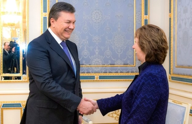 Wiktor Janukowycz i Catherine Ashton /PAP/EPA/ANDRIY MOSIENKO / POOL /PAP/EPA
