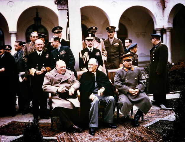 Winston Churchill, Frankin D. Roosevelt i Józef Stalin, Jałta 1945 /DPA /PAP