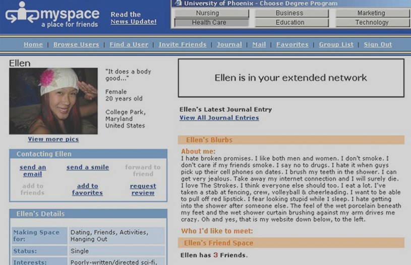 Witryna popularnego serwisu MySpace w 1998 roku /web.archive.org /materiały prasowe