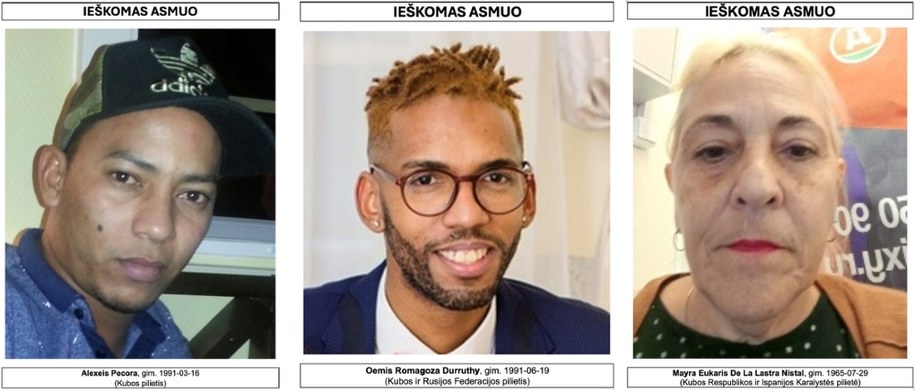 Wizerunki poszukiwanych podejrzanych opublikowane przez litewską policję /Litewska Policja /Policja