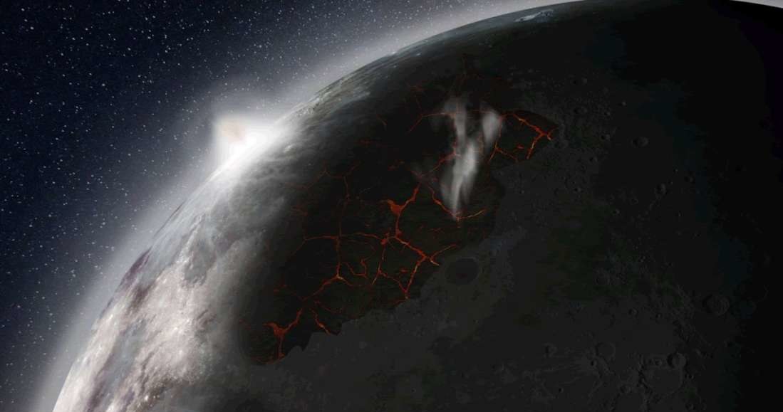 Wizja artystyczna aktywności wulkanicznej na Księżycu /NASA