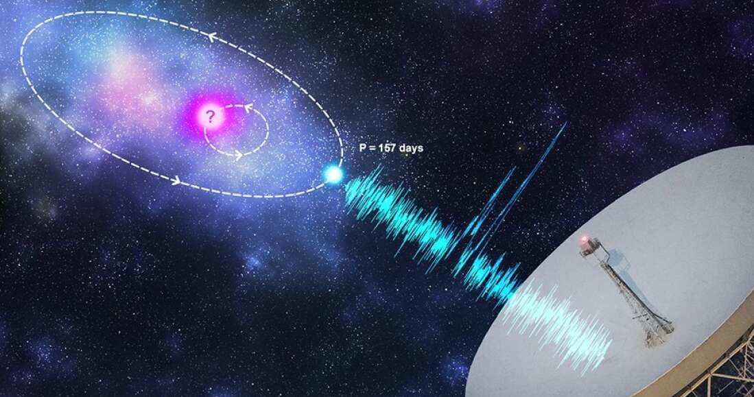 Wizja artystyczna FRB 121102 - jest wywoływana przez magnetar krążący wokół progenitora gwiazdy neutronowej /materiały prasowe
