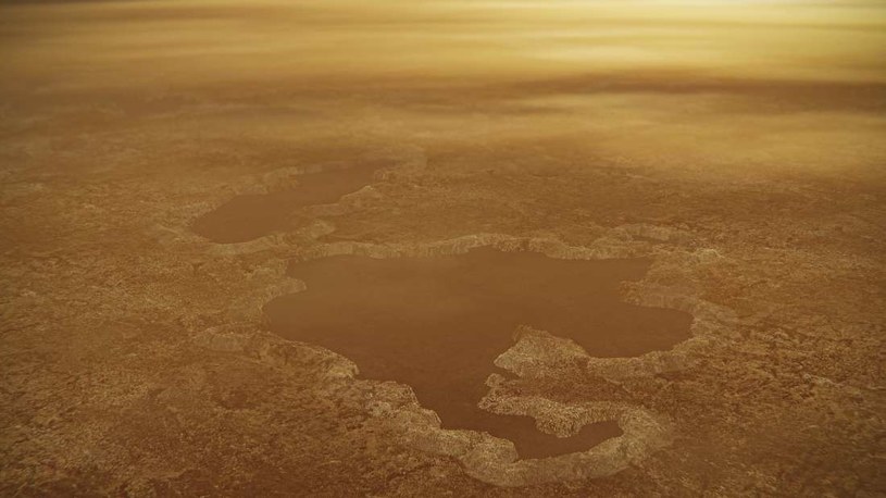 Wizja artystyczna jezior metanowych na Tytanie /materiały prasowe