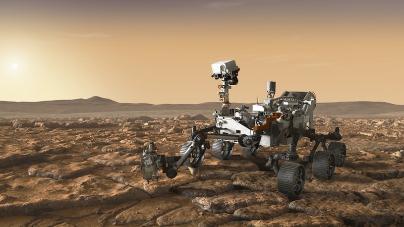 Wizja artystyczna łazika Perseverance na Marsie. /NASA/JPL-Caltech /materiały prasowe
