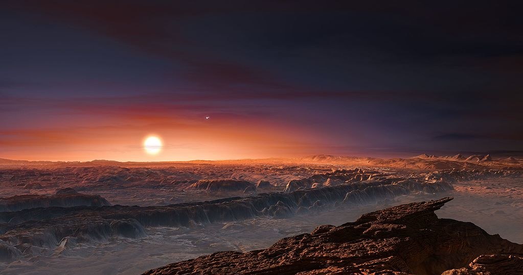 Wizja artystyczna planety w układzie Proxima Centauri (gwiazda w tle) /materiały prasowe