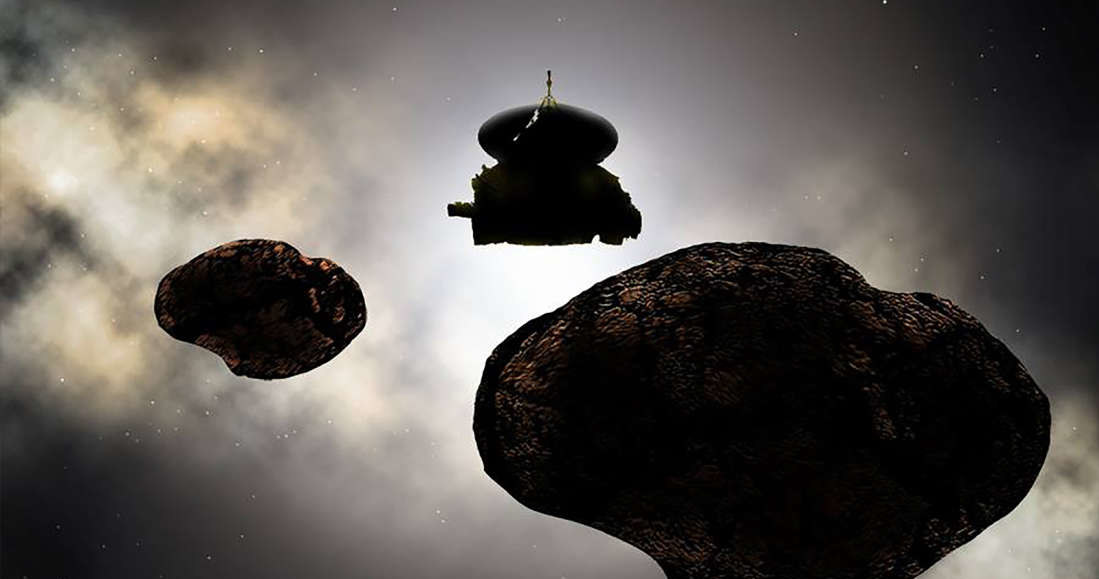 Wizja artystyczna sondy New Horizons zbliżającej się do MU69 /materiały prasowe