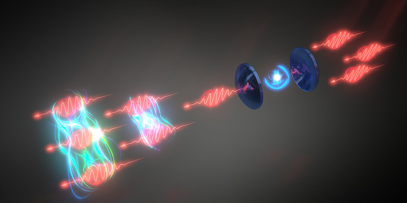 Wizja fotonów wystrzelonych w kropkę kwantową /Uniwersytet w Bazylei, Wydział Fizyki /domena publiczna