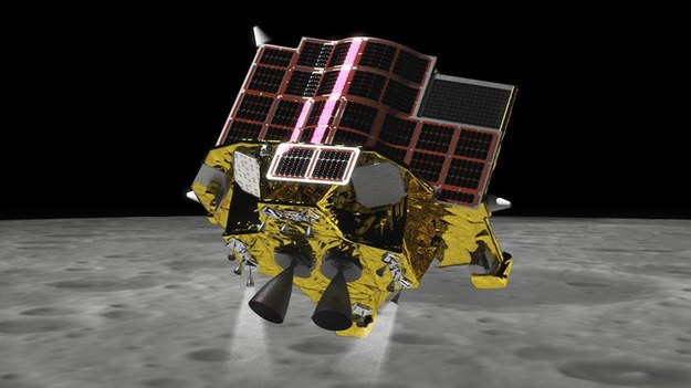 Wizualizacja ladownika SLIM nad powierzchnią Księżyca /ISAS/JAXA /Materiały prasowe