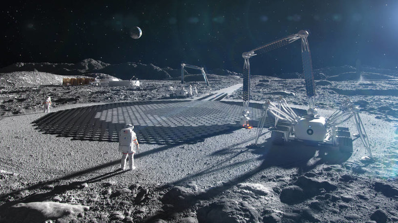 Wizualizacja przedstawiająca prace budowlane na powierzchni Księżyca /ICON/BIG-Bjarke Ingels Group /NASA