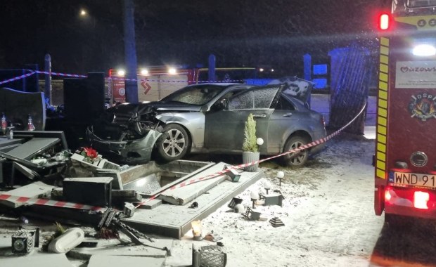 Wjechał mercedesem na cmentarz. Są zarzuty dla 41-latka