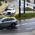 Wjechał rozpędzany na przejazd wprost pod auto. Policja ukarała rowerzystę