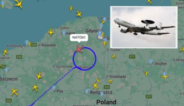 Włączył radar i kręci kółka. Potężny samolot NATO 01 wleciał do Polski