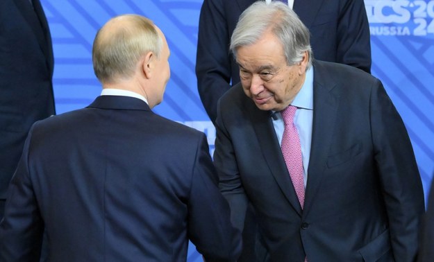 Władimir Putin i Antonio Guterres /GRIGORY SYSOEV / BRICS-RUSSIA2024.RU / HANDOUT /PAP/EPA