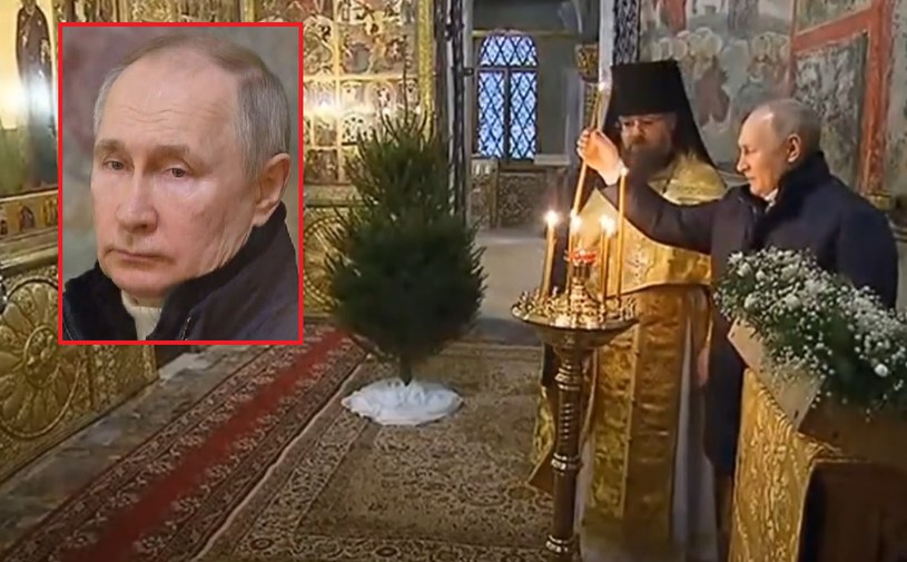 Władimir Putin modli się cerkwi /@nexta_tv /materiał zewnętrzny