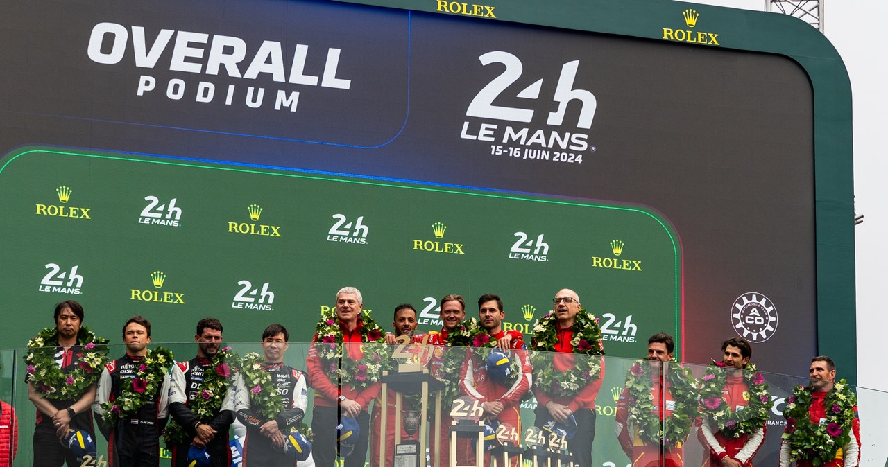 Włosi zdominowali podium Le Mans 2024 - zespół Ferrari AF Corse zajął 1. i 3. miejsce. Drugie wywalczyła Toyota Gazoo Racing.