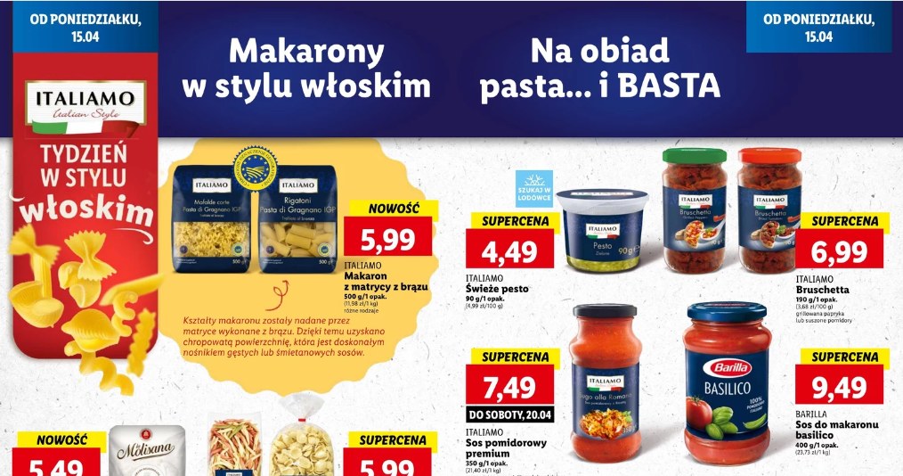 Włoskie makarony i sosy! /Lidl /INTERIA.PL