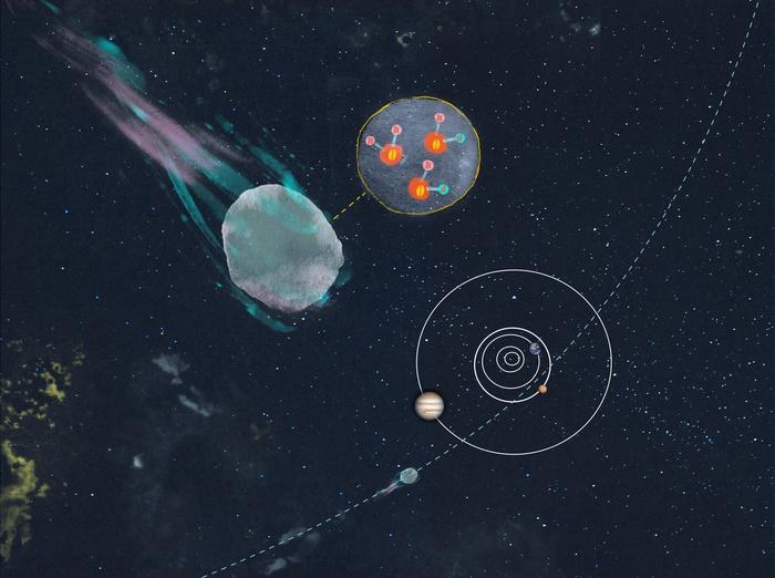 Woda na komecie 3I/ATLAS zawiera znacznie więcej deuteru niż ziemska /Rys. U-M News/Hans Anderson /Materiały prasowe