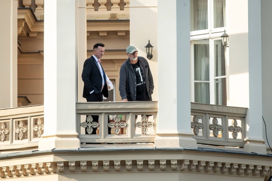 Wojciech Smarzowski i Robert Więckiewicz na planie "Wesela" w Ostromecku /Tytus Żmijewski /PAP