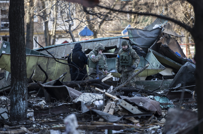 Wojna w Ukrainie. Zniszczenia w Kijowie /Emin Sansar/Anadolu Agency via Getty Images /Getty Images