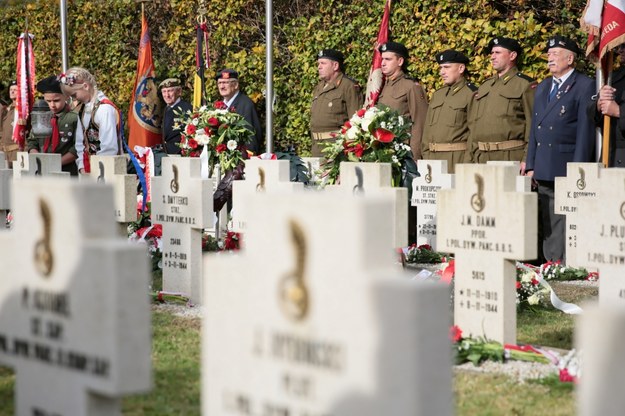 Wojskowi, weterani i zaproszeni goście podczas uroczystości na Polskim Honorowym Cmentarzu Wojskowym / 	Leszek Szymański    /PAP