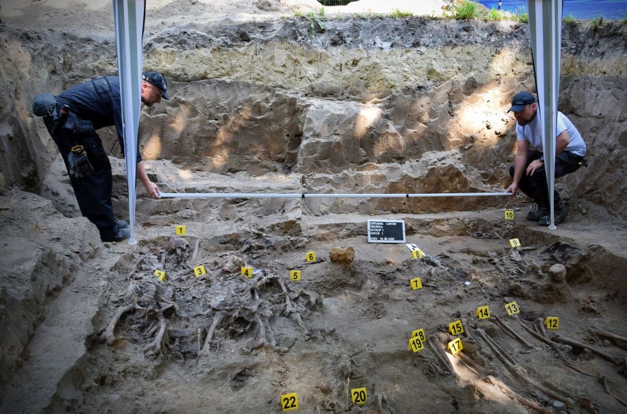 Wojskowych ekshumowano podczas prac prowadzonych we Lwowie-Zboiskach w sierpniu tego roku. /BPiI IPN /