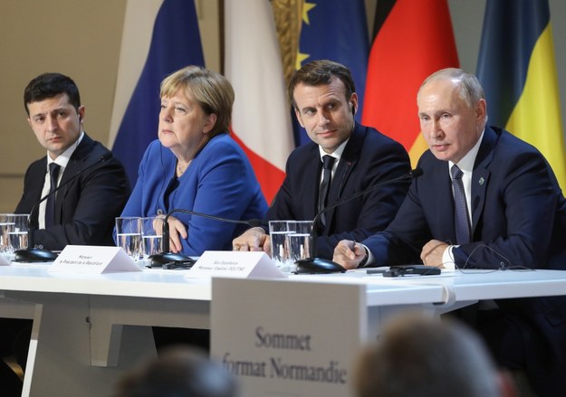 Wołodymyr Zełeński, Angela Merkel, Emmanuel Macron i Władimir Putin /LUDOVIC MARIN / POOL /PAP/EPA
