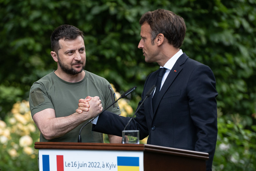 Wołodymyr Zełenski i Emmanuel Macron w Kijowie /ALEXEY FURMAN /Getty Images