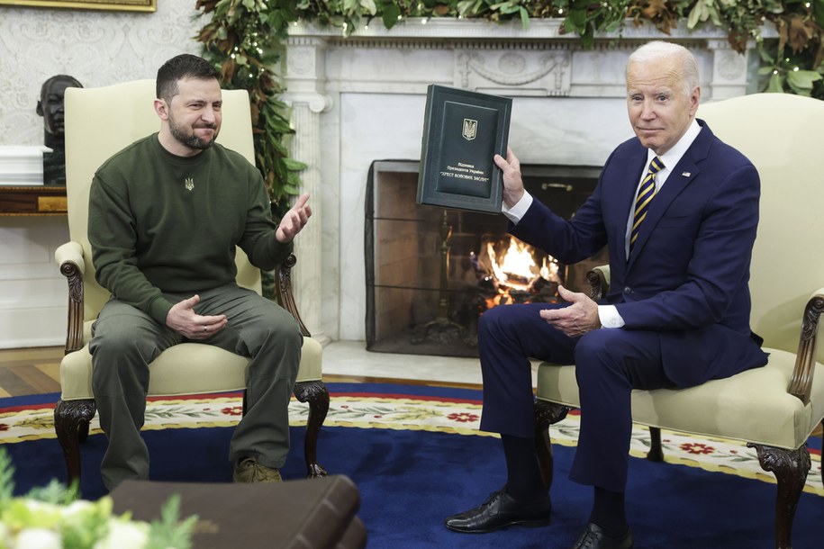 Wołodymyr Zełenski i Joe Biden podczas spotkania w Białym Domu /Oliver Contreras/POOL /PAP/EPA