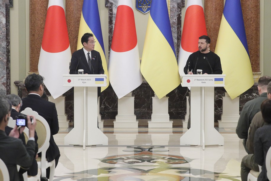 Wołodymyr Zełenski i  premier Japonii Fumio Kishida /SERGEY DOLZHENKO /PAP/EPA