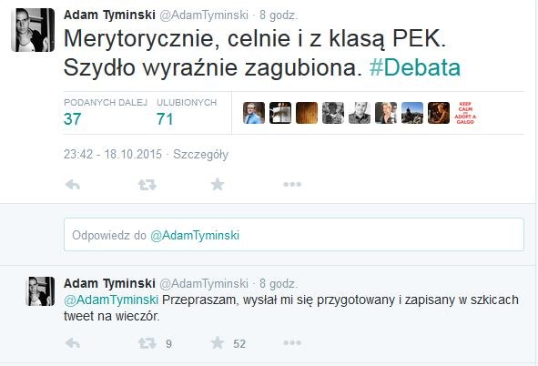 Wpis Adama Tymińskiego /Twitter