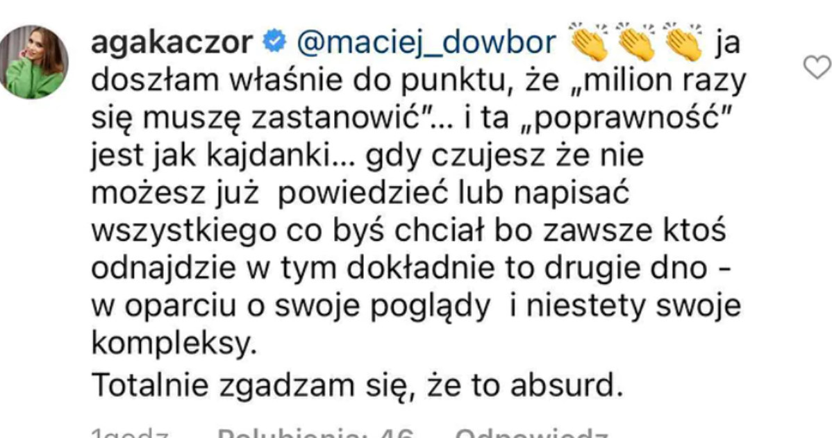 wpis Agnieszki Kaczorowskiej /Instagram