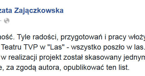 Wpis aktorki Małgorzaty Zajączkowskiej /Facebook