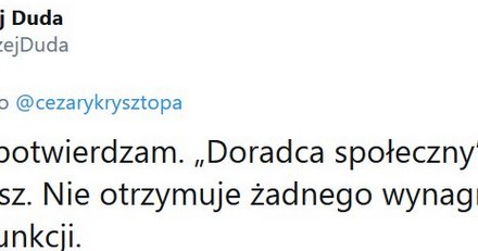 Wpis Andrzeja Dudy na Twitterze /Twitter /materiał zewnętrzny