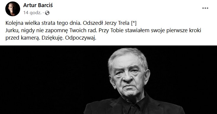 Wpis Artura Barcisia (screen z Facebooka) /materiały prasowe