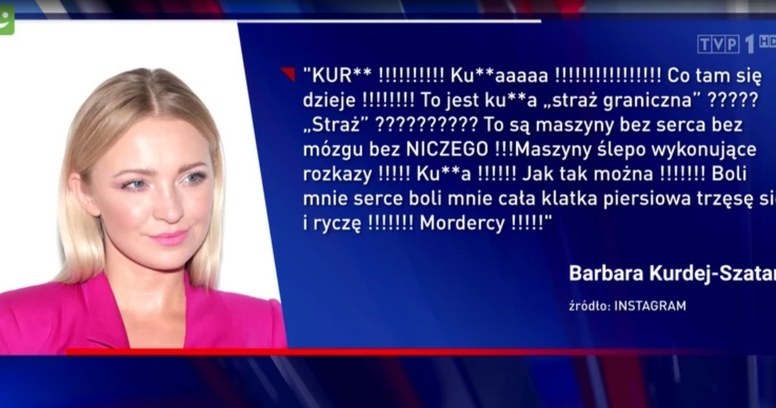 Wpis Barbary Kurdej-Szatan w "Wiadomościach" /materiał zewnętrzny