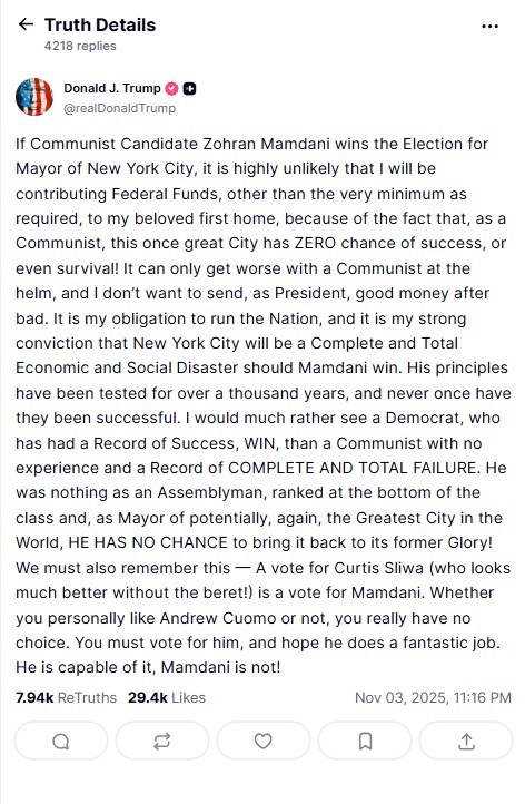 Wpis Donalda Trumpa na platformie Turth Social /Truth Social /RMF24