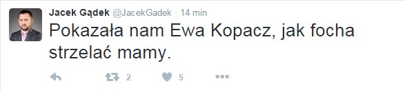 Wpis Jacka Gądka na Twitterze /