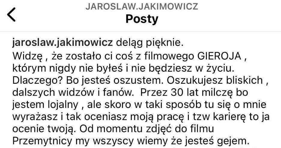 Wpis Jarosława Jakimowicza /Instagram