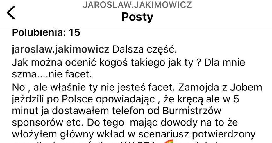 Wpis Jarosława Jakimowicza /Instagram