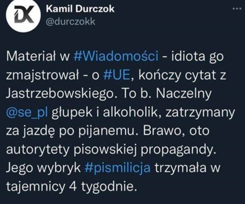 wpis Kamila Durczoka /Twitter