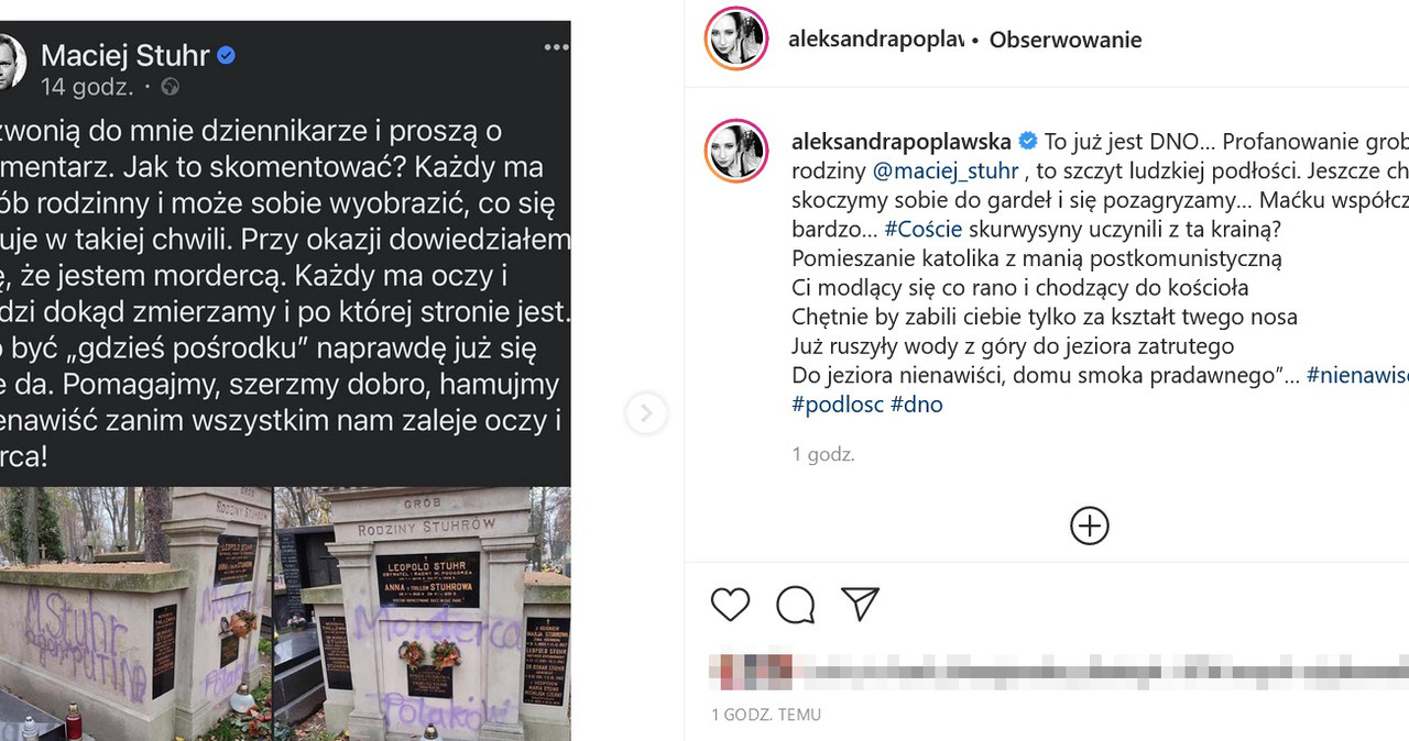 Wpis Magdaleny Popławskiej, fot. aleksandrapoplawska /Instagram