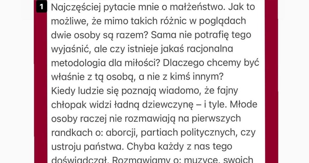 Wpis Marianny Schreiber o małżeństwie /Instagram