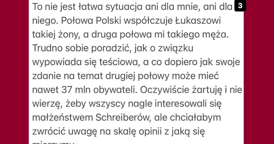 Wpis Marianny Schreiber o małżeństwie /Instagram