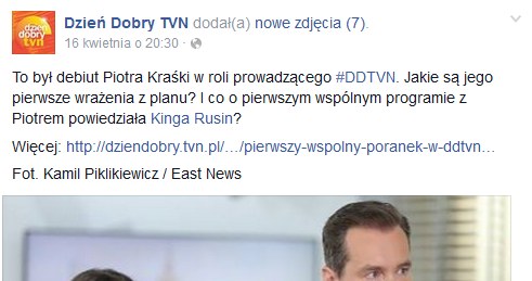 Wpis na profilu programu "Dzień Dobry TVN" /Facebook