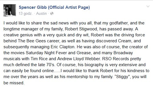 Wpis na profilu Spencera Gibba / Facebook /&nbsp /