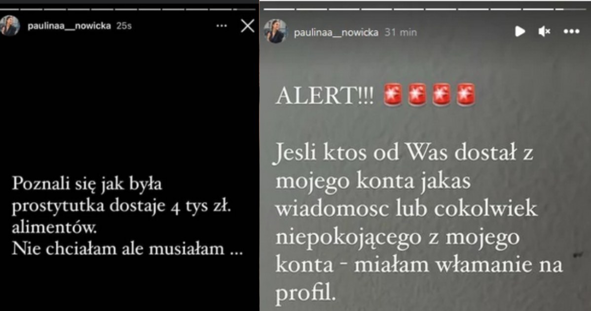 Wpis o takiej treści pojawił się na profilu Pauliny Nowickiej /Instagram