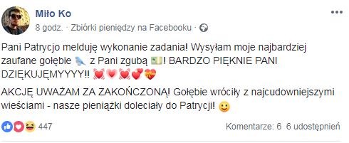 Wpis pana Miłosza /Zrzut ekranu