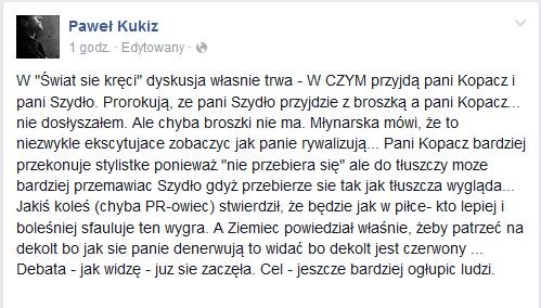 Wpis Pawła Kukiza /facebook.com