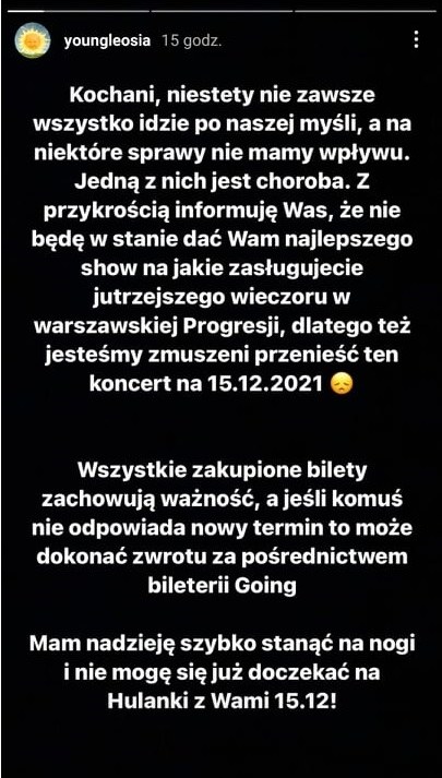 Wpis pojawił się na instastory raperki /Instagram /materiał zewnętrzny